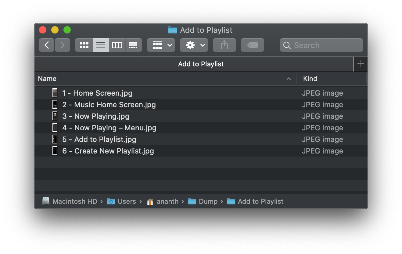 A Finder window showing renamed exported artboards with serial numbers prefixed to each file