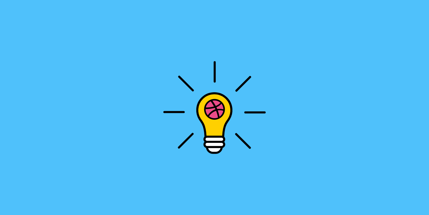 A lightbulb with a dribbble icon in it