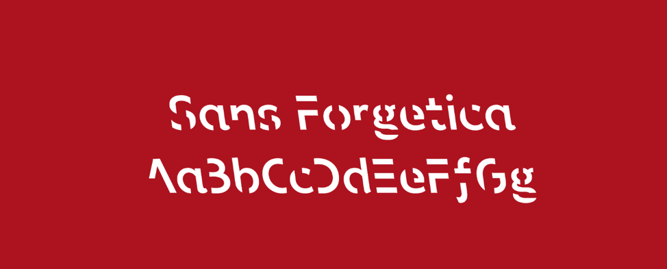 Example of letters from the Sans Forgetica typeface