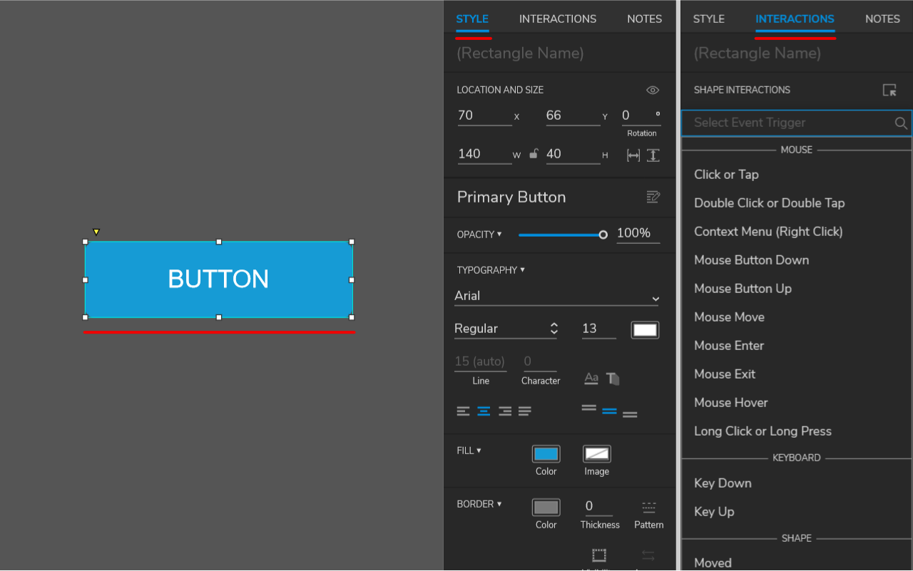 Axure Conceptual model for widgets — third level