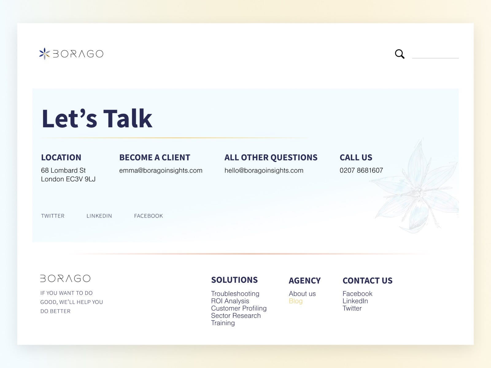 Borago Insights contact page