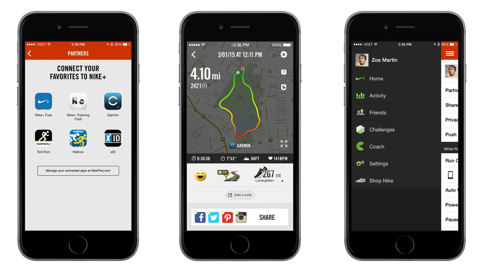 Screenshot of nike running app