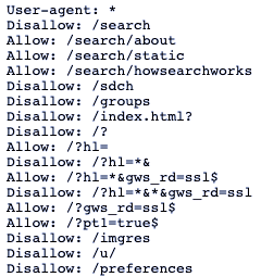 Part of Google’s robots.txt file