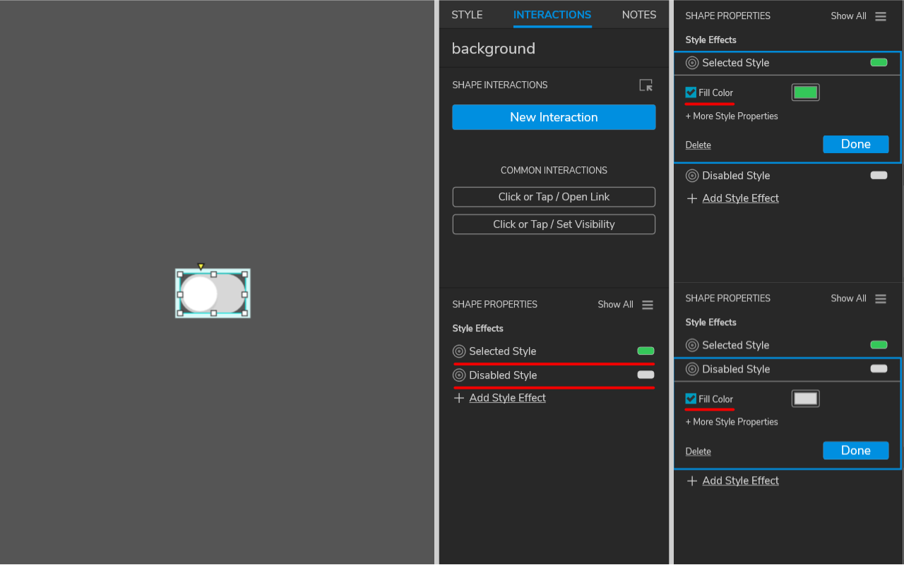 Selected and Disabled styles