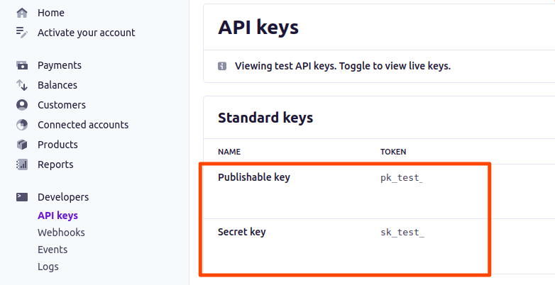 Stripe API Keys