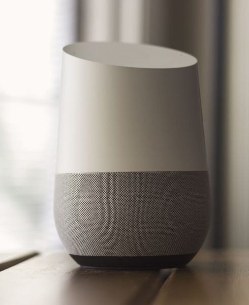 Google Home assistant on a table