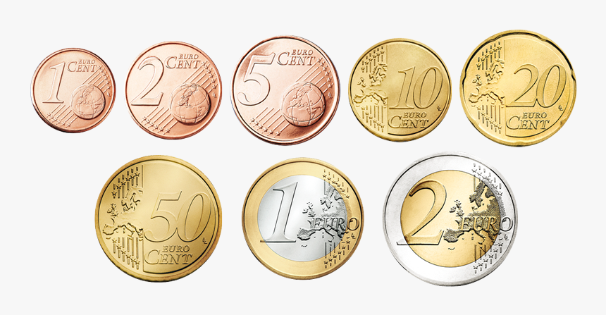 Full range of euro cents coins