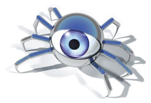 An artistic depiction of a bot with an eye
