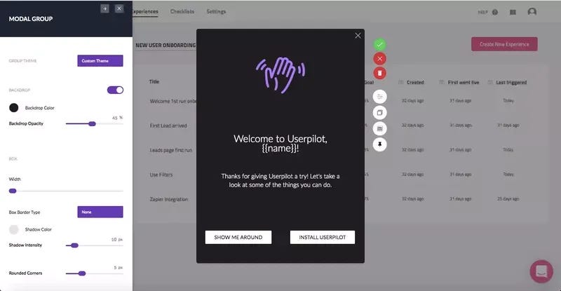 Screenshot of Userpilot onboarding.