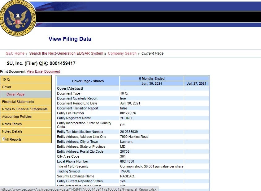 Download SEC filings to Excel