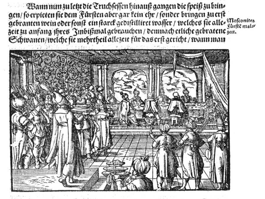 A CZAR’S FEAST. From a 1579 German edition of the Commentarii