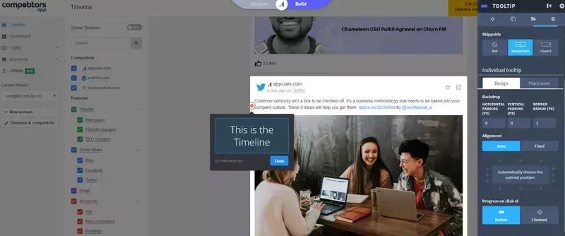 Screenshot of Appcues product tour.