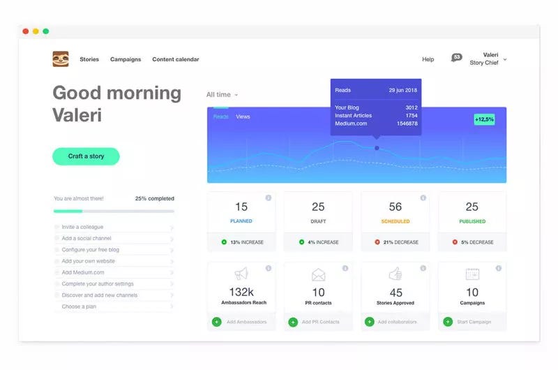 Storychief onboarding checklist example