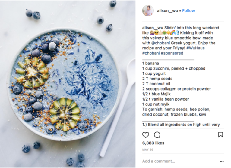 Alison is a  Microinfluencer who was asked to endorse Chobani.