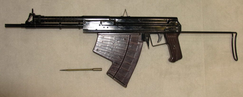 APS underwater assault rifle with single dart cartridge. Photo by Remigiusz Wilk, courtesy of Wikimedia commons. https://commons.wikimedia.org/wiki/APS_Underwater_Assault_Rifle#/media/File:APS_underwater_rifle_REMOV.jpg