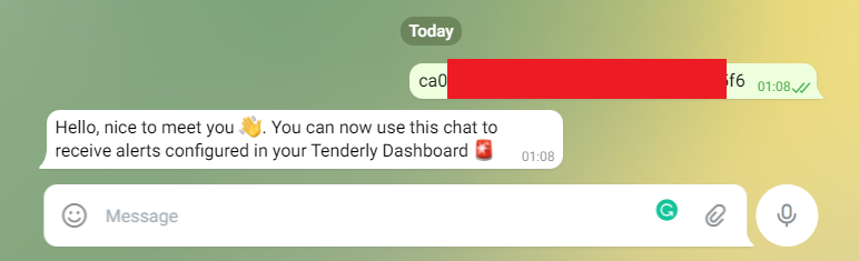 Confirmation message that the bot can now send messages in this chat!
