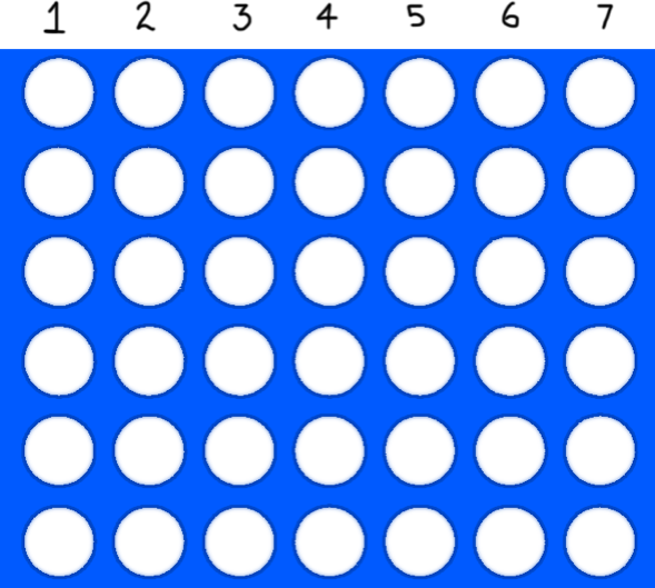 Starting connect four game board