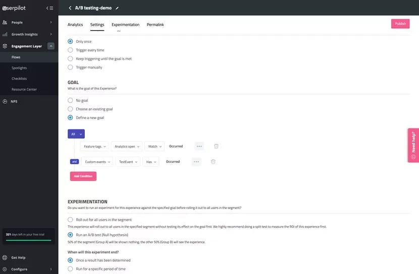 Screenshot of A/B testing.