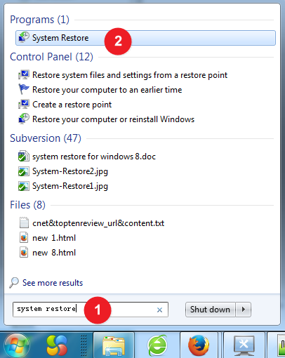 system restore