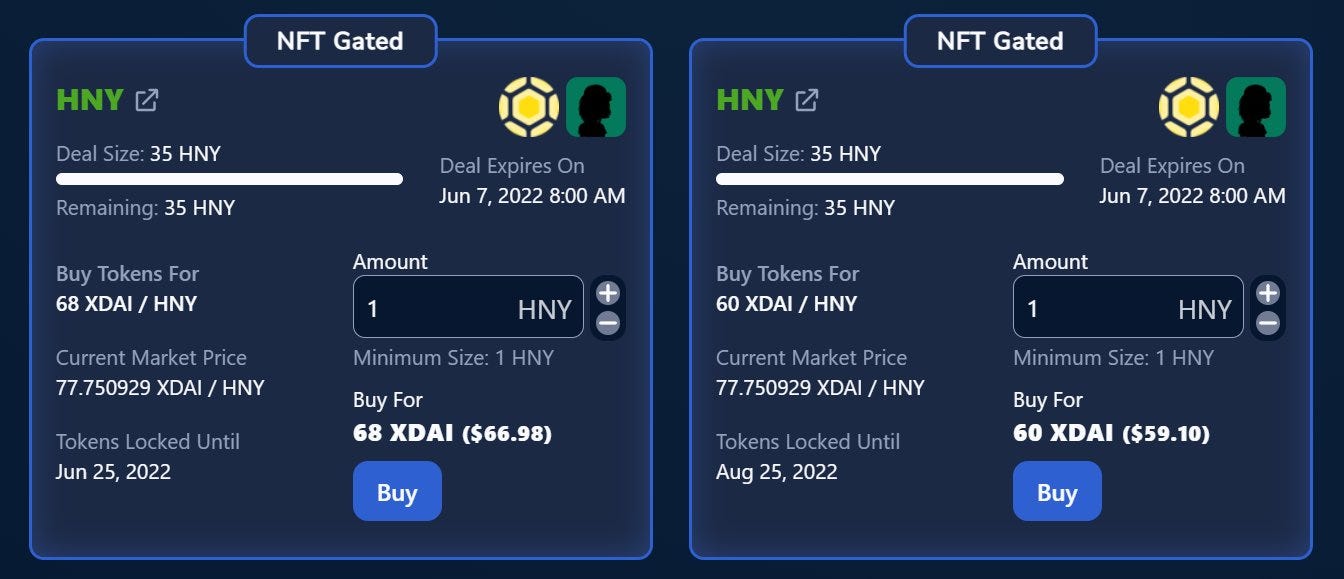 Two different OTC deals were offered at discounts, with a larger discount for choosing a longer lockup-period.