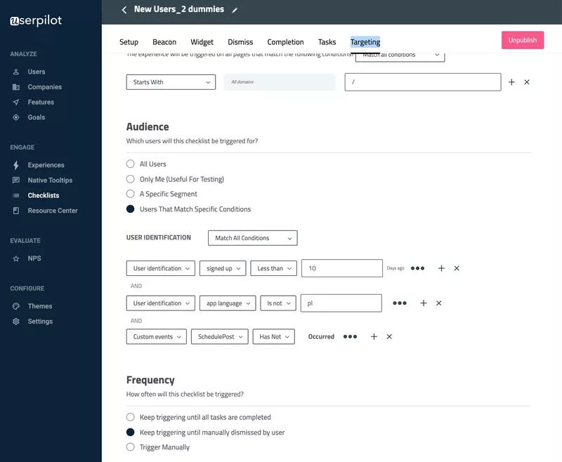 Userpilot user segmentation