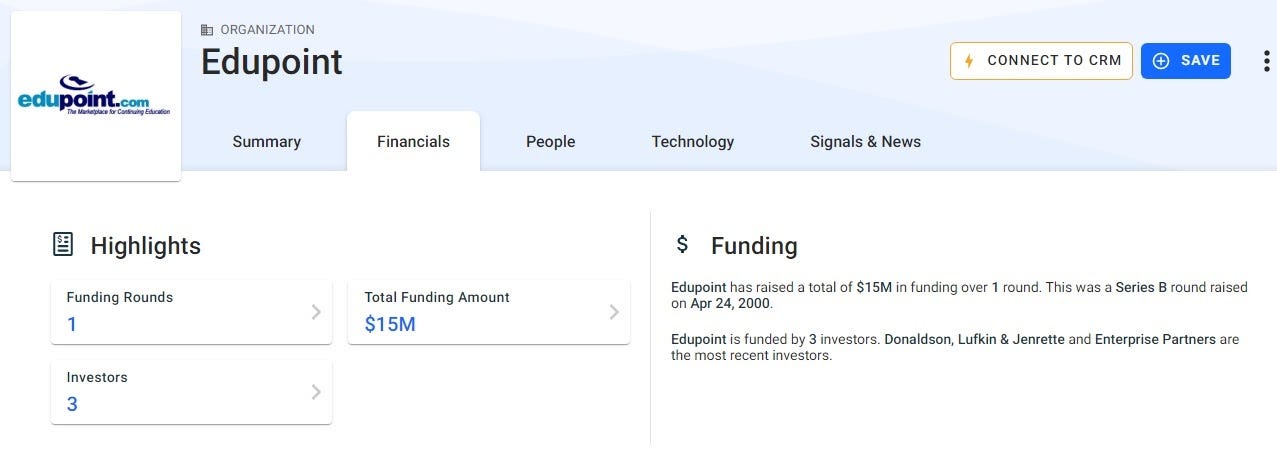 Crunchbase funding profile