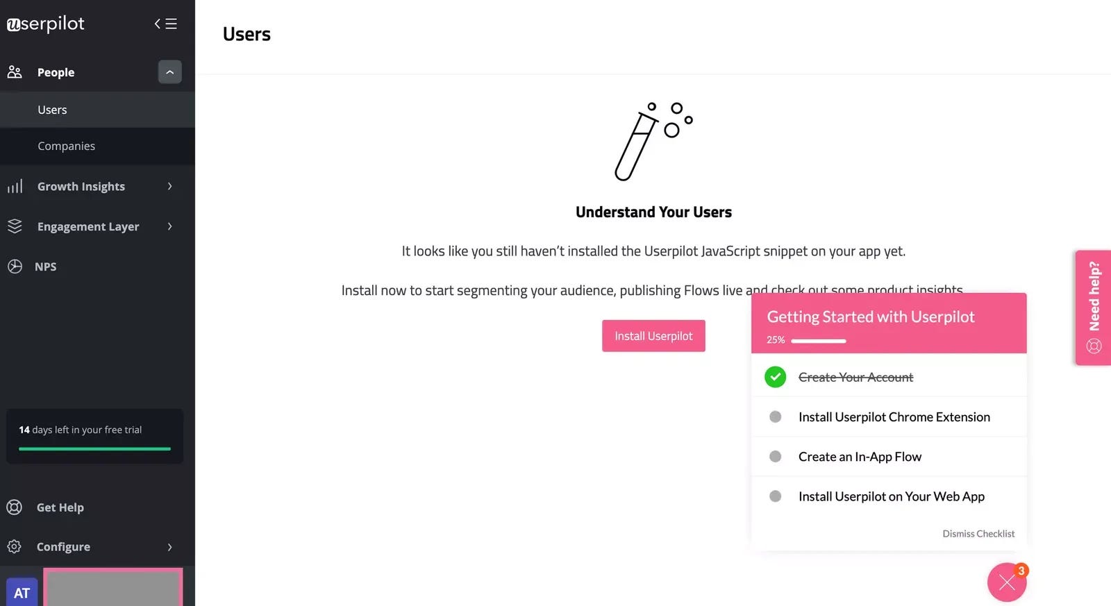 Screenshot of Userpilot checklist