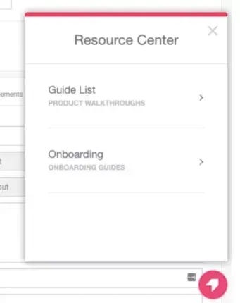 Pendo Resource Center screenshot.