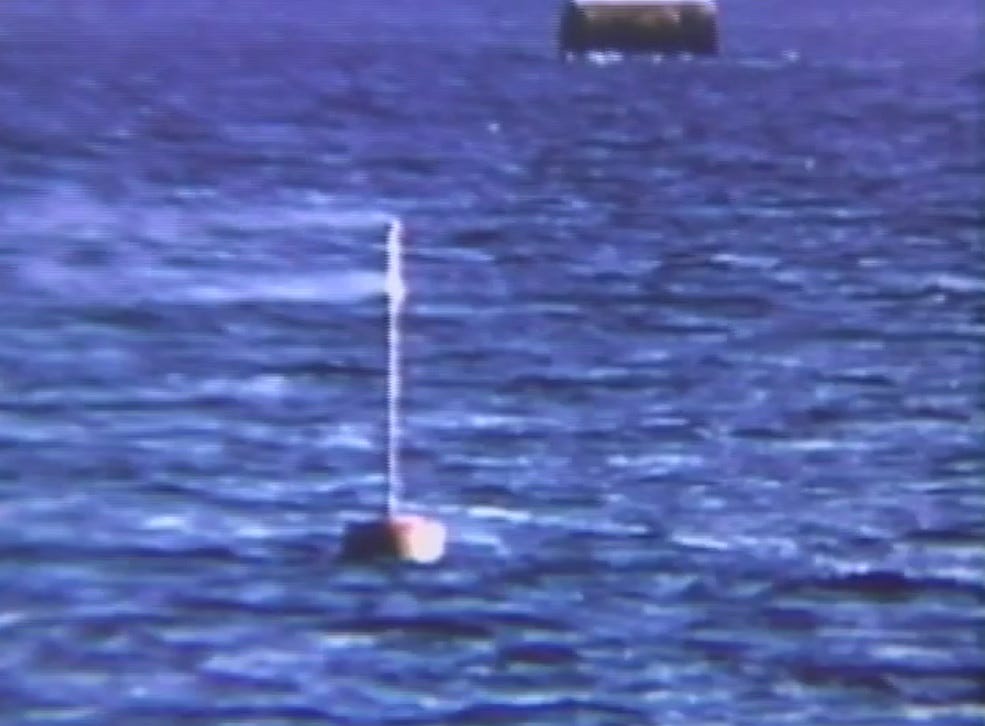 The prototype naval mine in action. Navy photo