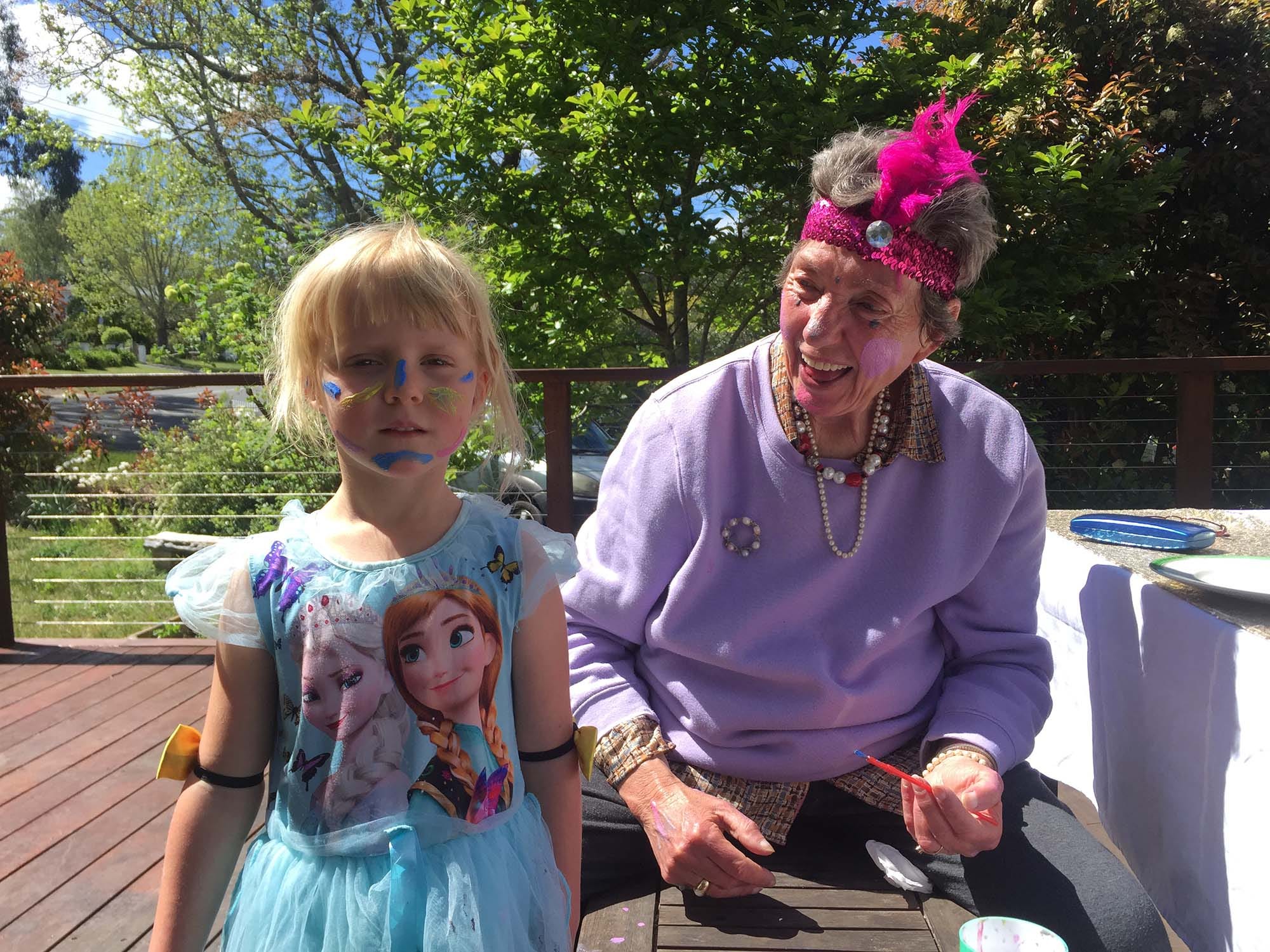 Susie and Marg do high tea with face painting