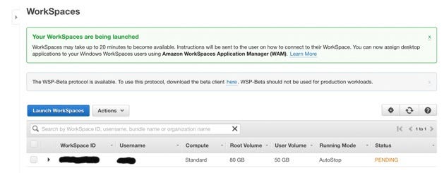 The Workspaces Console