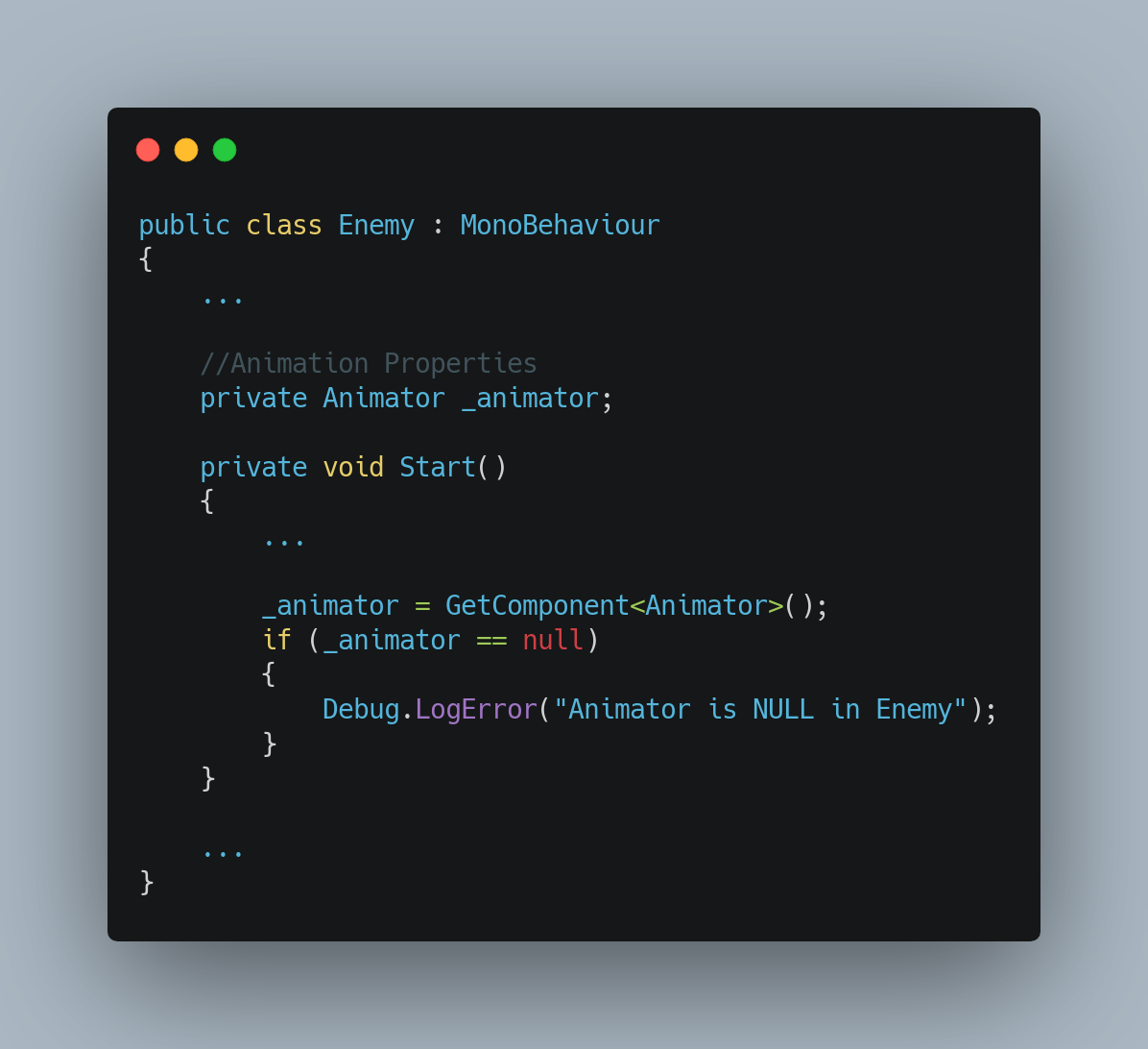 Setup the animator component reference