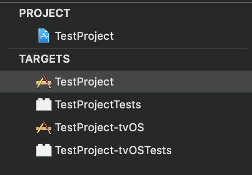Xcode Target List