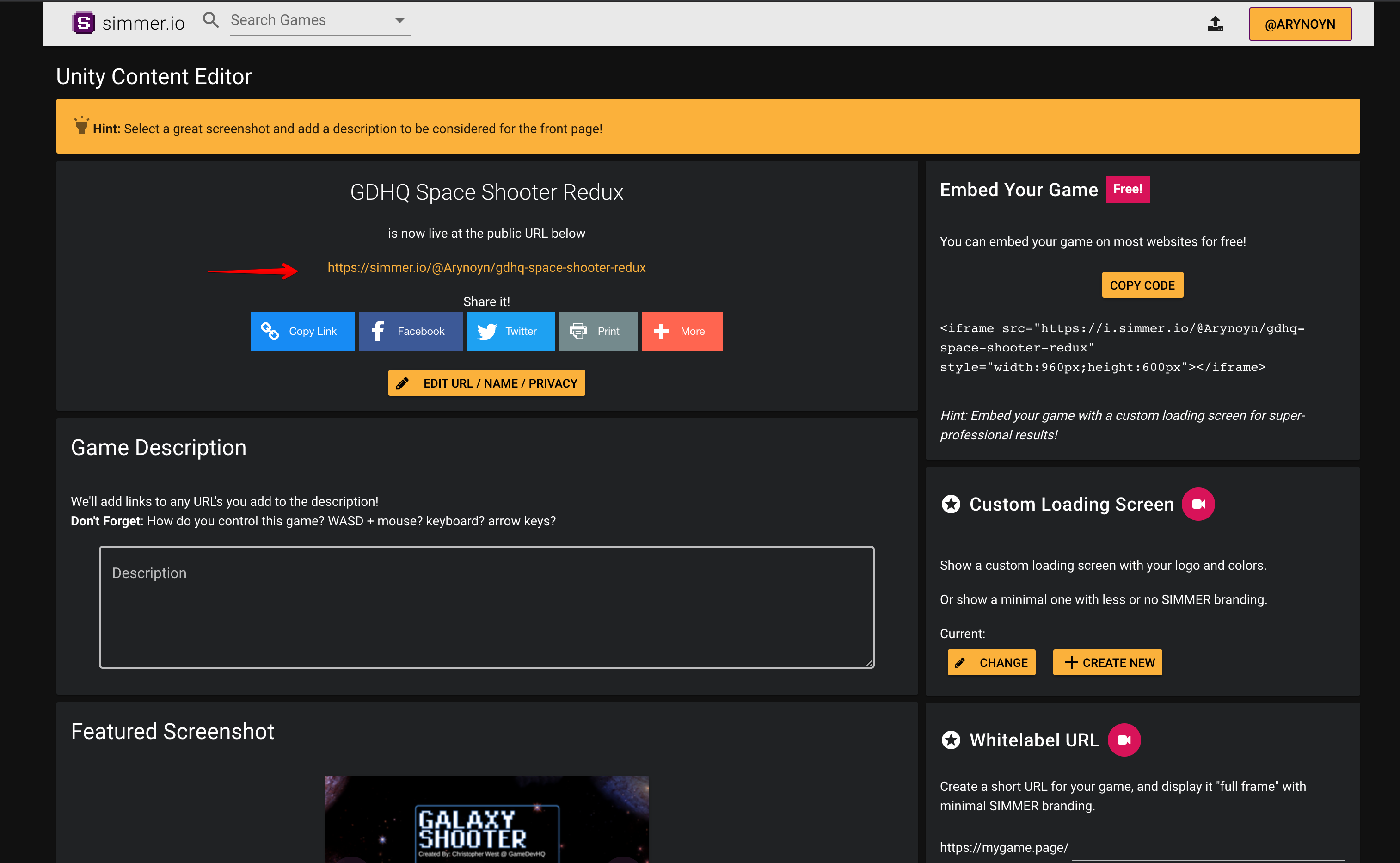 Sharable Game Link