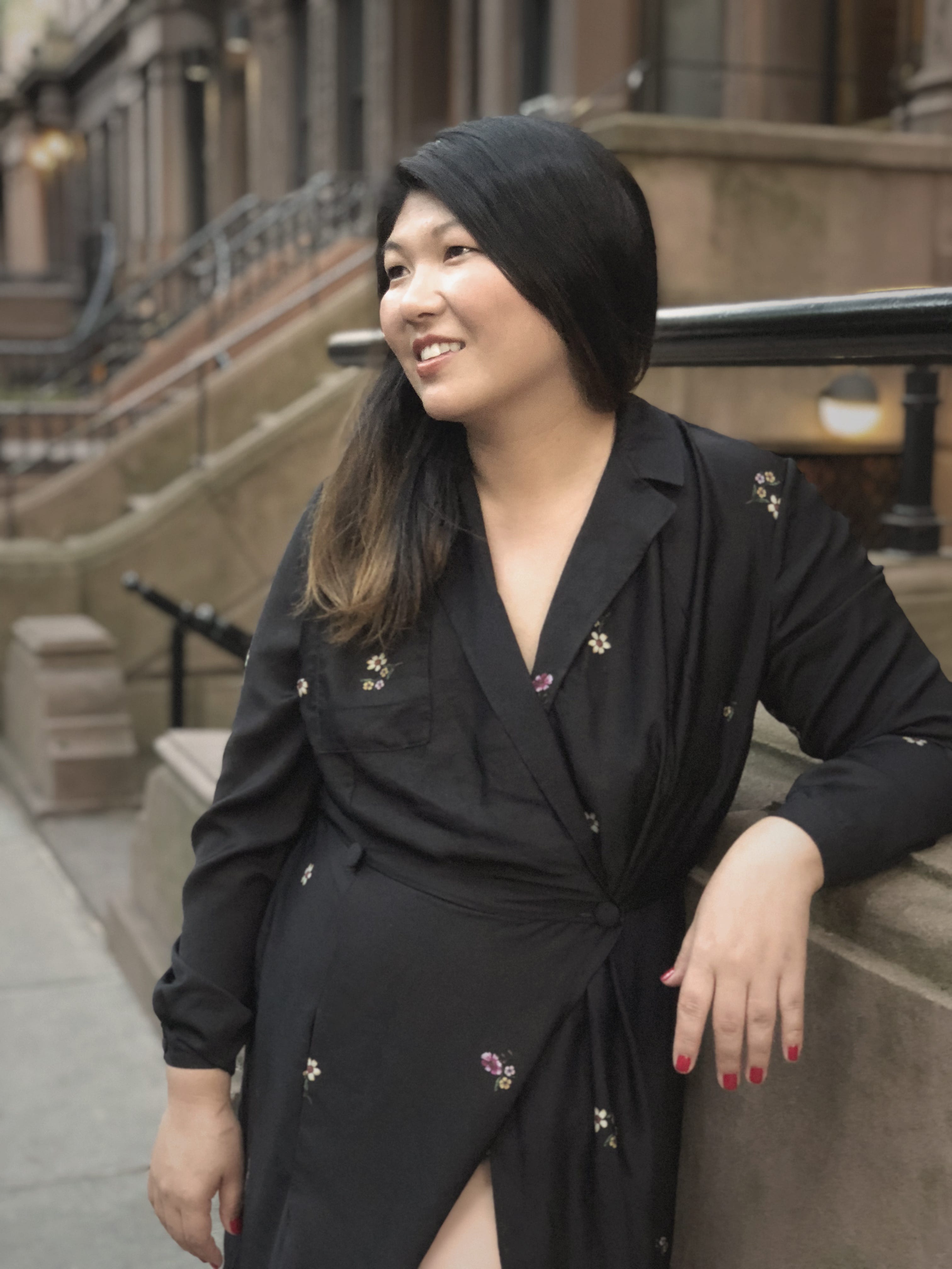 Jolene Delisle wearing the black shirt dress by Bastet Noir on the streets of NYC