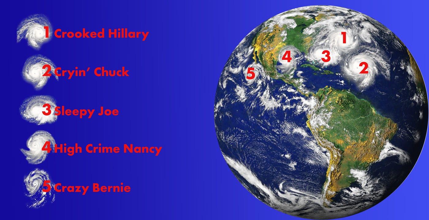 The White House's new hurricane map, with the official names for impending stoms.