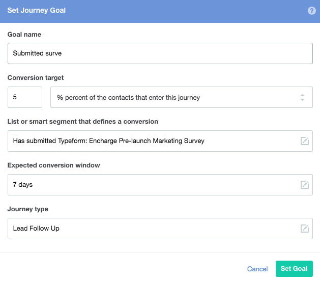 Setting up a goal in Autopilot