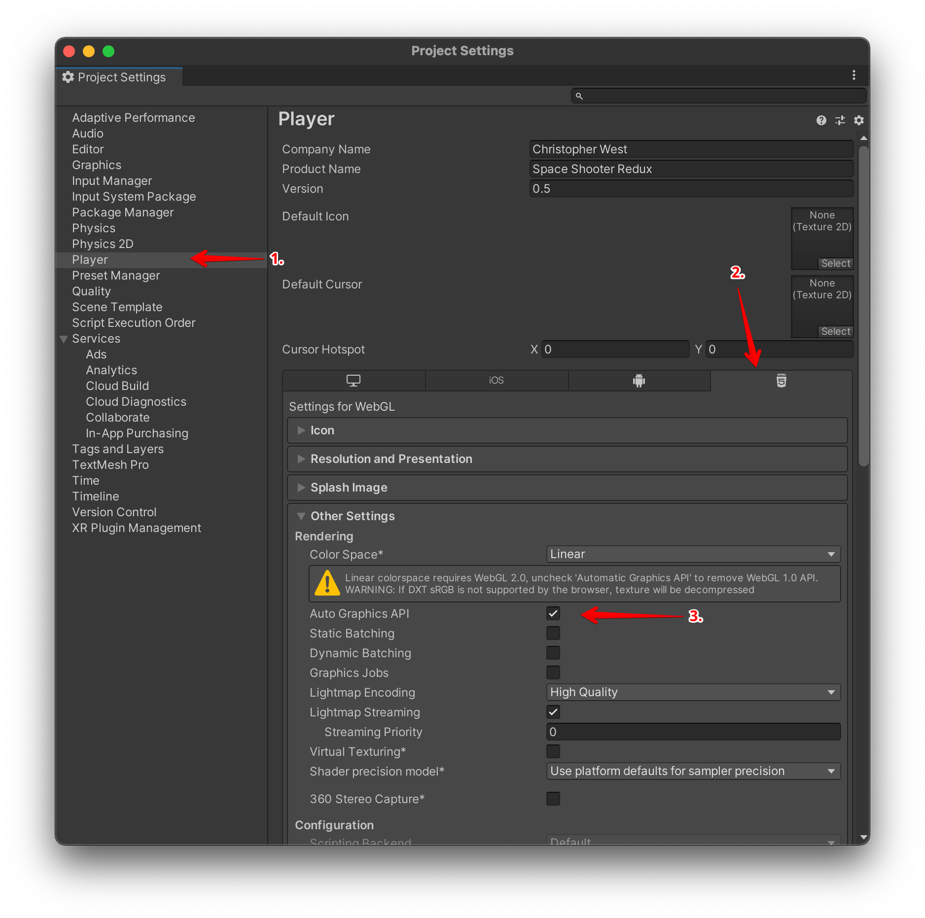 Player Settings