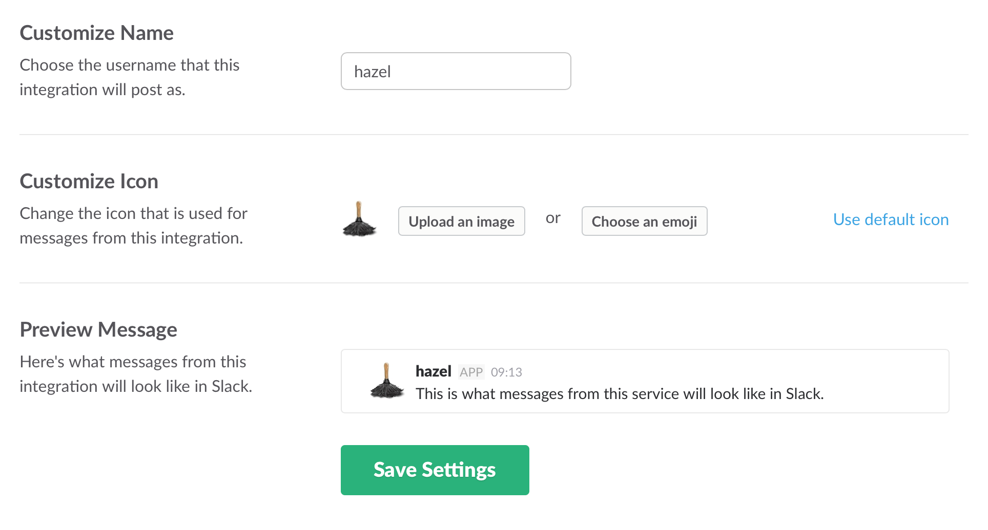 Incoming WebHook en Slack