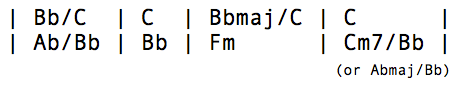 Pre-chorus chord changes of "Can't Stop The Feeling" by Justin Timberlake in slash notation