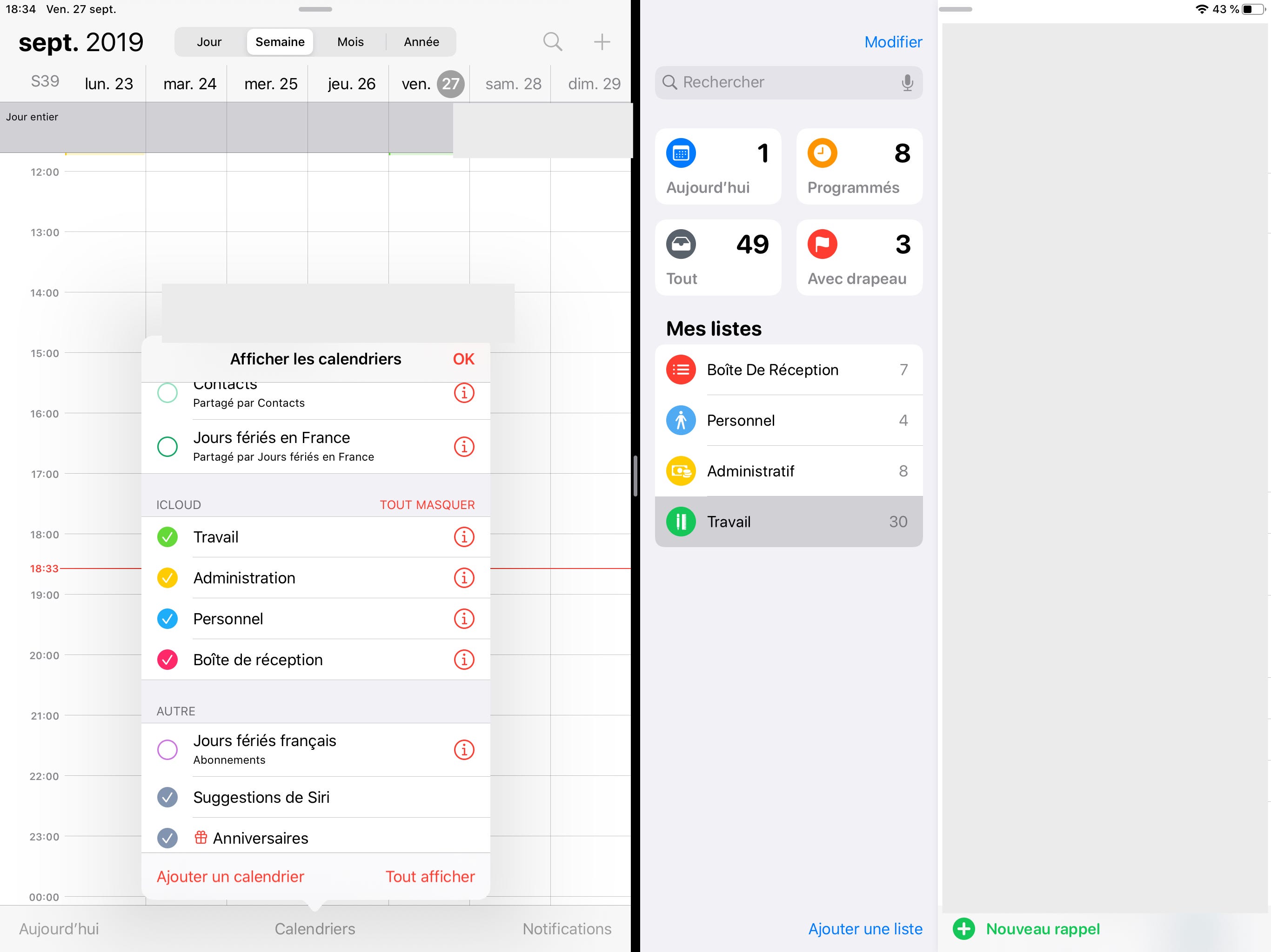 Organisation, productivité, calendrier, rappels