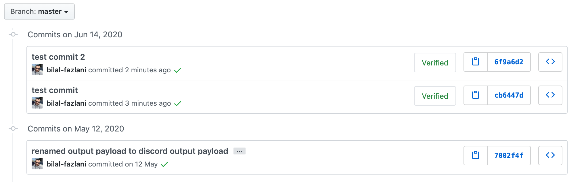 Verified commits on Github