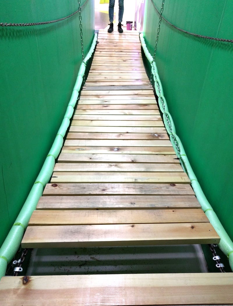 The 'immersive' VR experience turned out a little too immersive: This shows the bridge after I crashed right through it. Image: Peter Bihr (CC by-nc-sa)