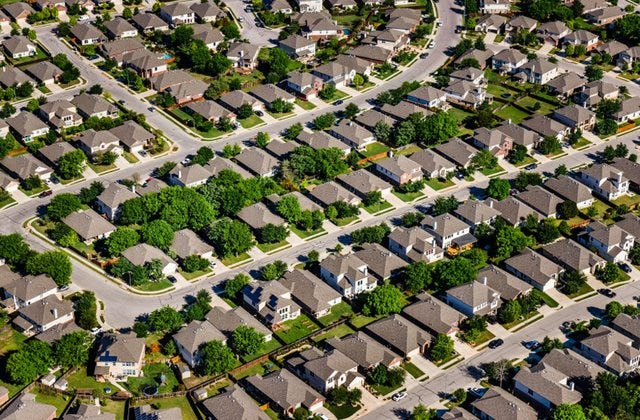 In American suburbia there are large tracts of identical houses, creating segregation based on income.