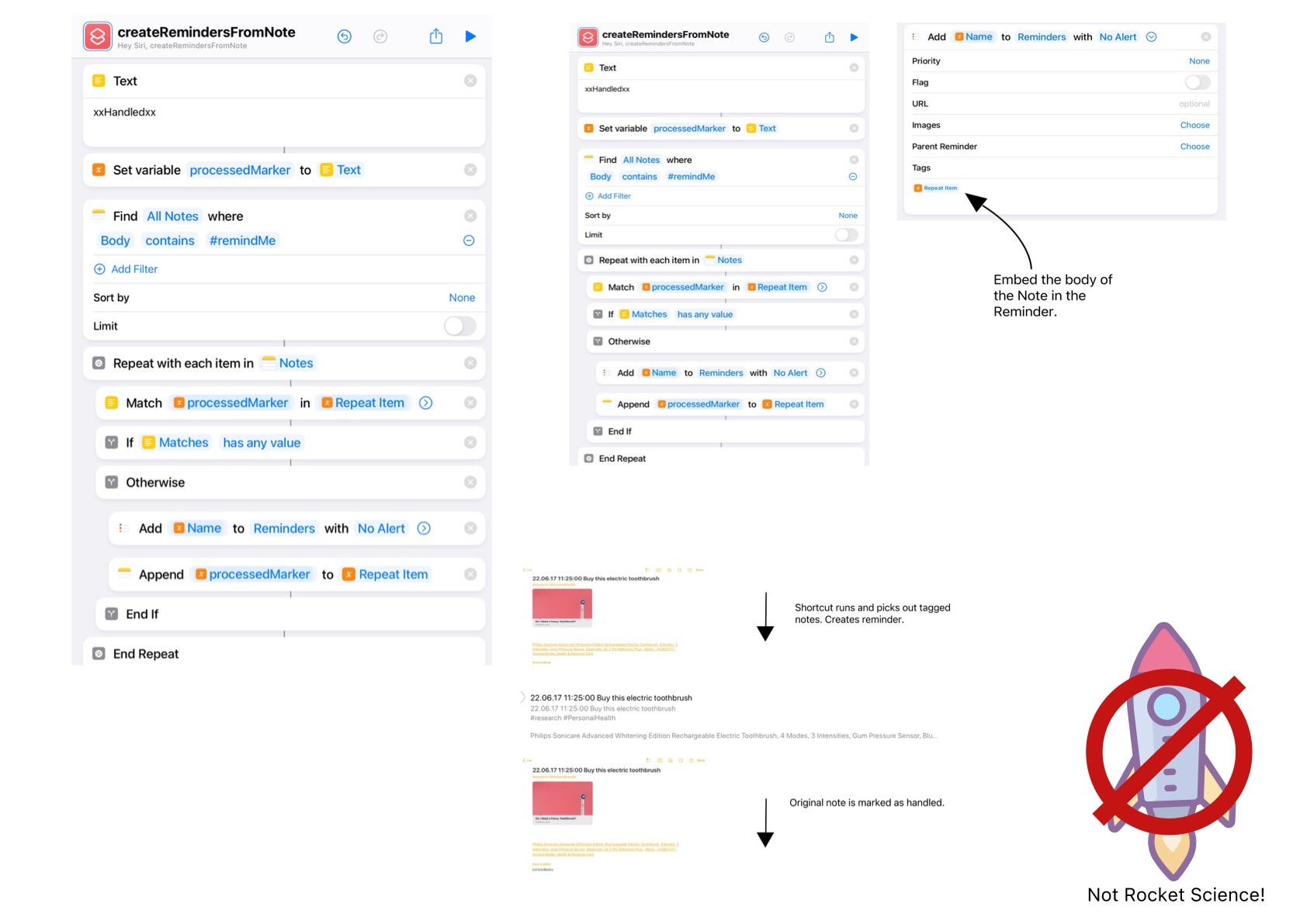 Creating a reminder from a note (Screenshot by author)