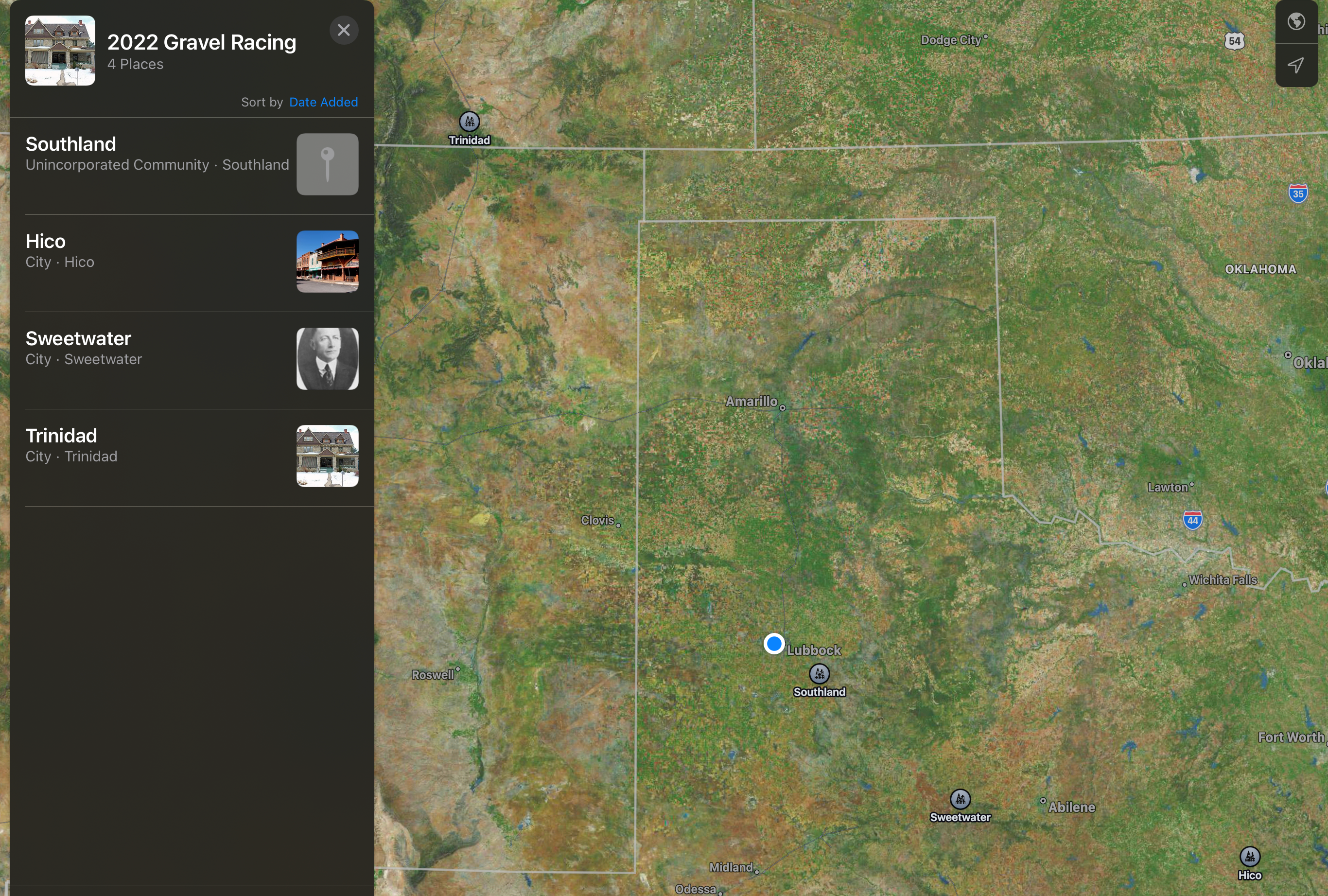 Location of Gravel Races close to Lubbock, Texas for my 2022 season.