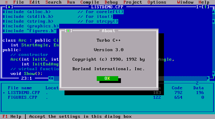 Borland Turbo C 3.0 released in 1992