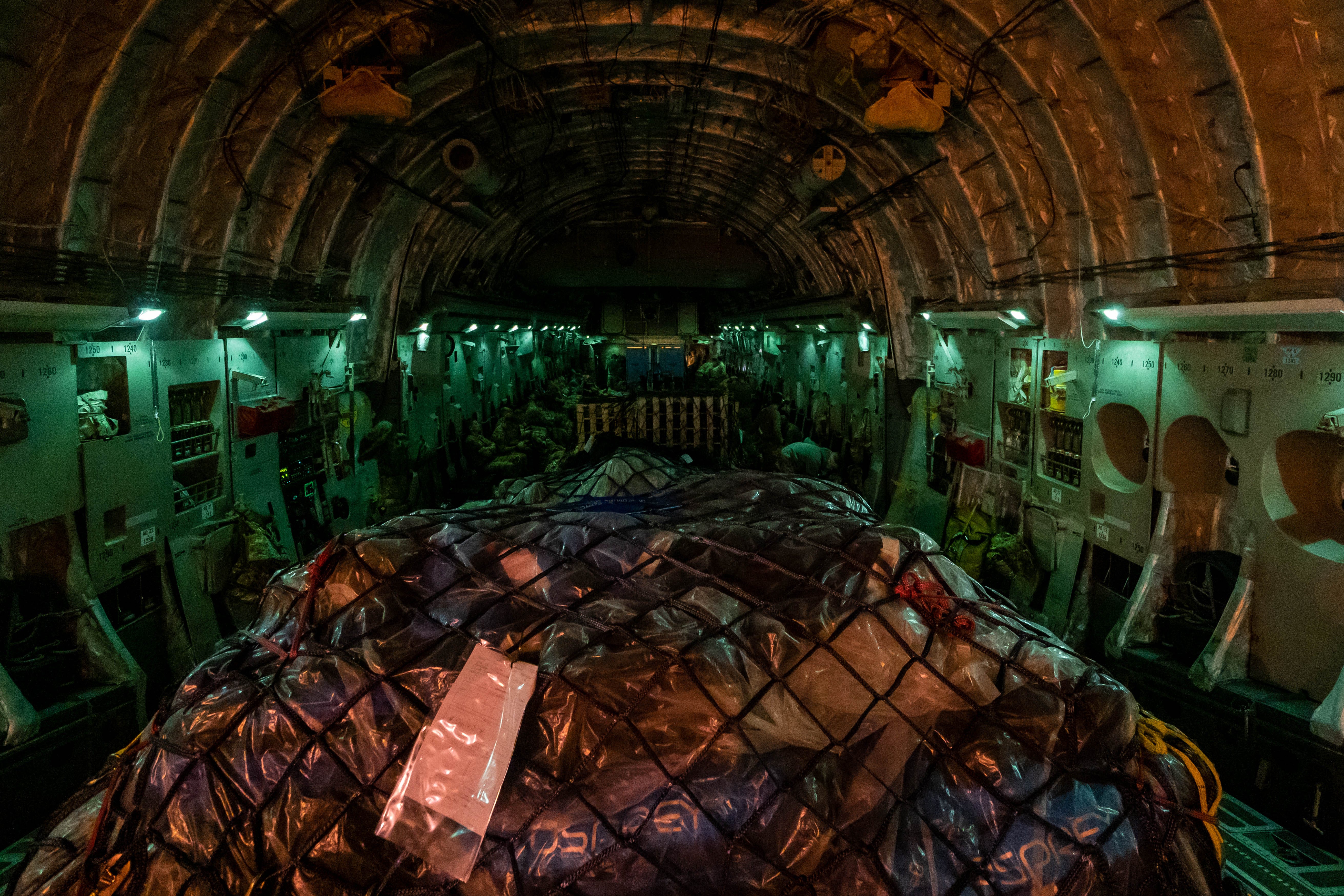 Personnel and freight on board a RAF aircraft destined for Kabul