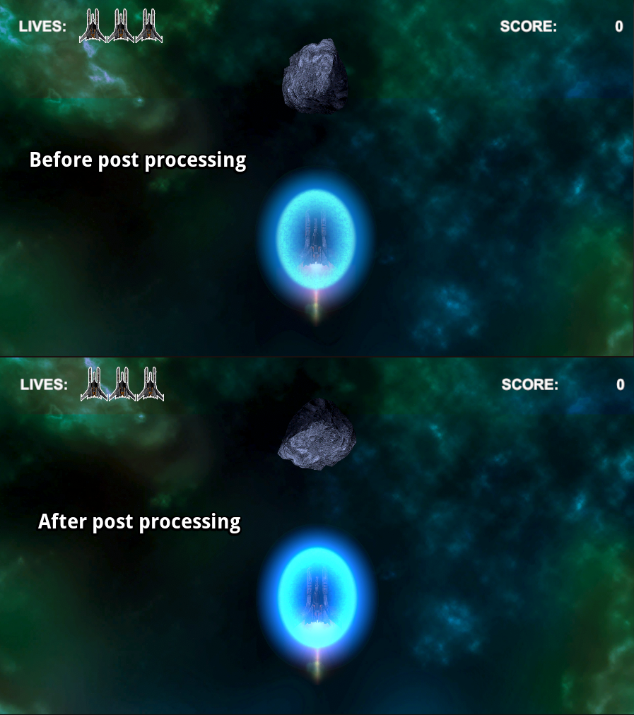 Shields before and after post processing