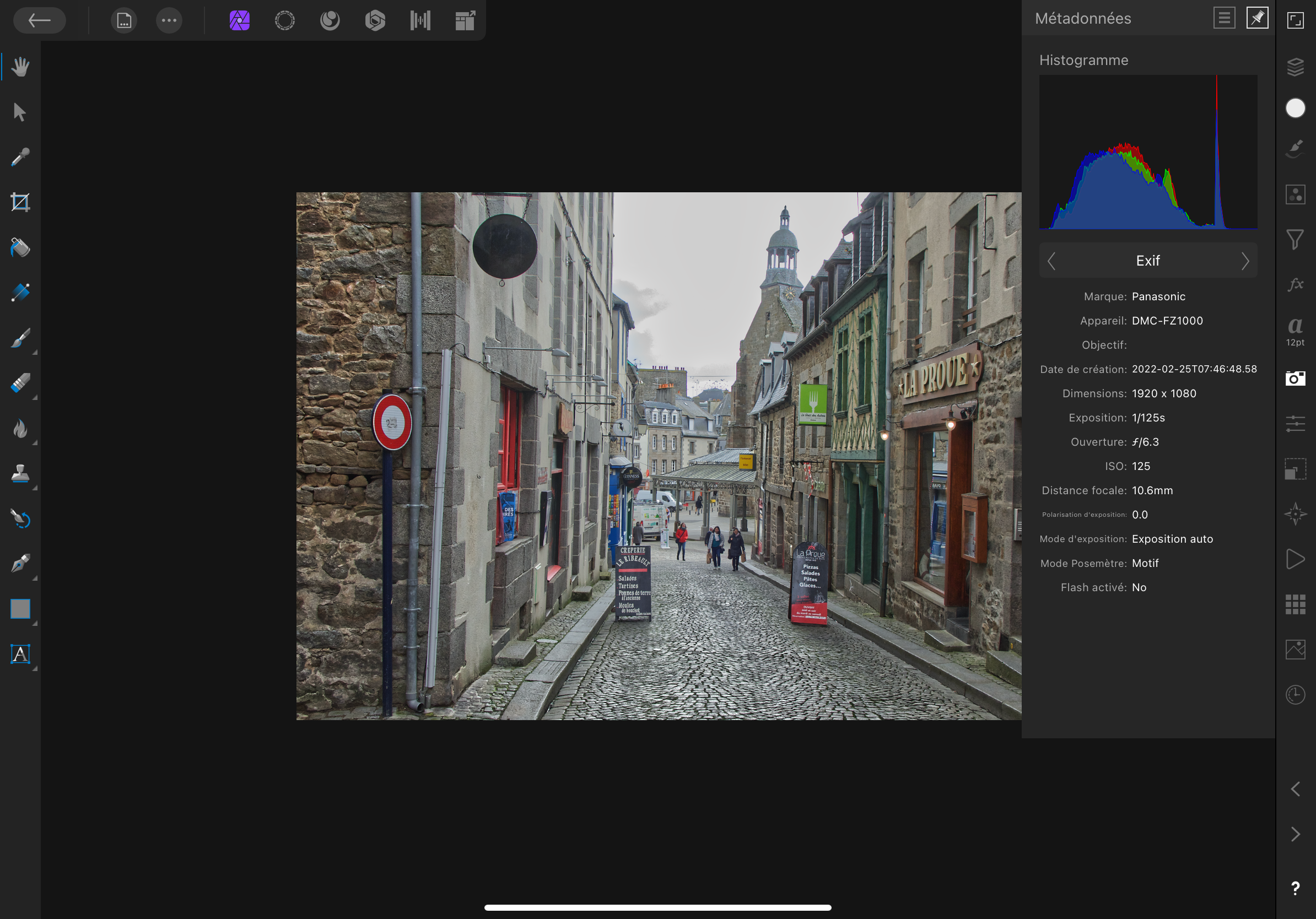 Exemple de données EXIF